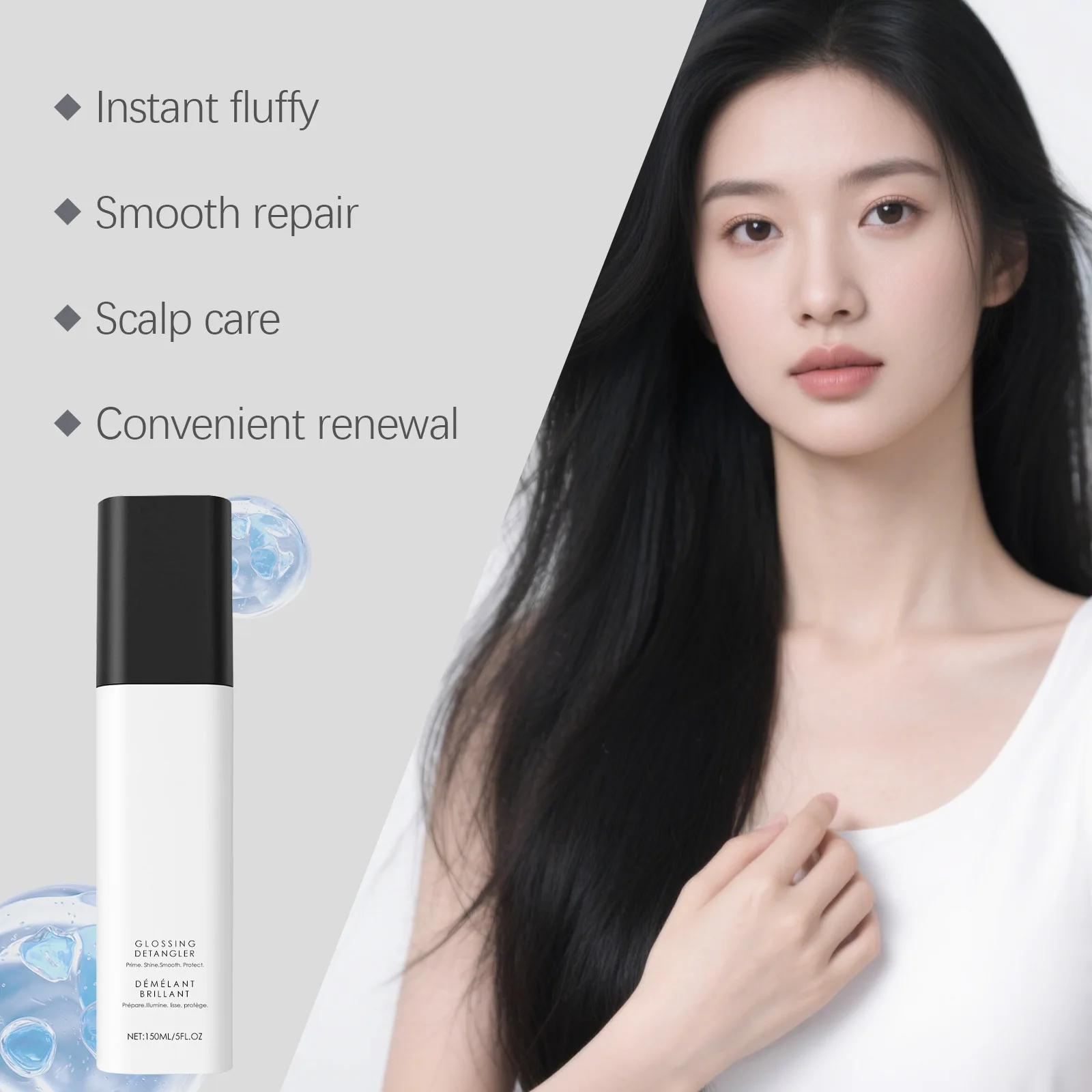 Spray de soin sans lavage des cheveux, élimine les frisottis, améliore la qualité, maintient la moelleuse, contrôle de l'huile, hydratation en profondeur, Spray hydratant pour cheveux