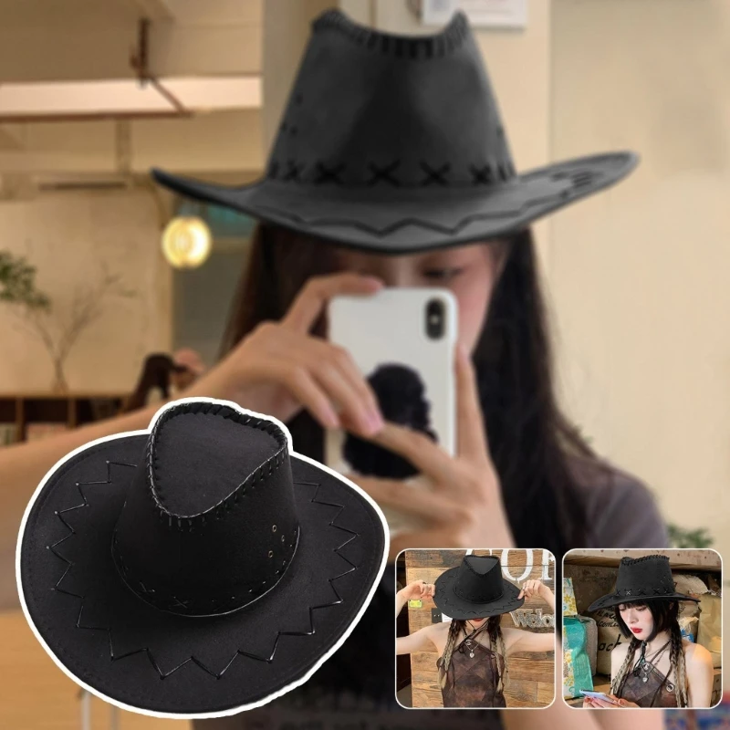 

Brimmed Hat & Kerchief Cowgirl Hat Female Bachelorette Party Headwear Neck Scarf Dropshipping