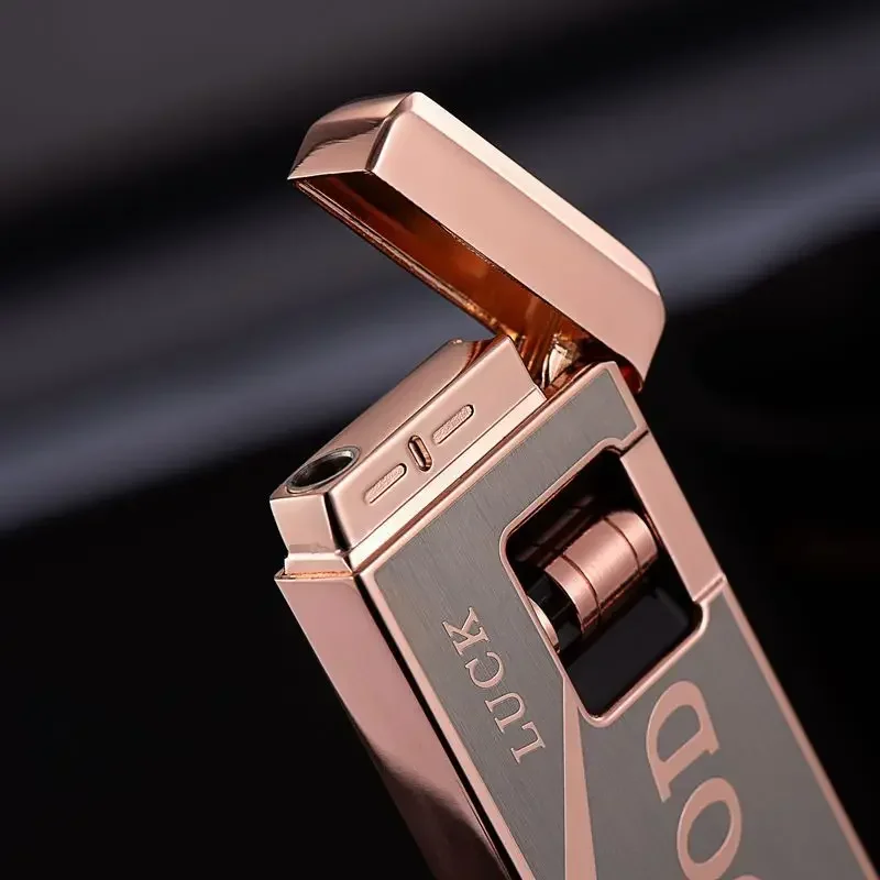 2024 New Induction Windproof Red Jet Flame Butane Gas Lighter Creative Touch Roller Battery Ignition Smoking Accessories Gadgets