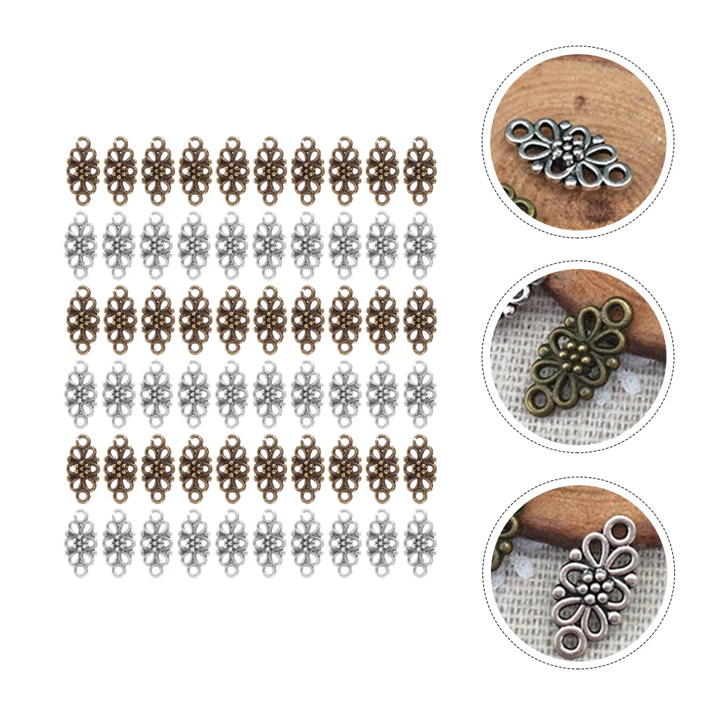 

60 Pcs Retro Pendant Decoration Style Jewelry Connectors Charms for Making Silver Crafting Alloy Bronze