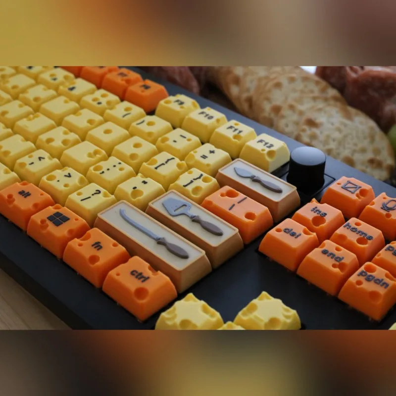 Cheese Keyboard Keycaps Custom Cheese Creative DIY Personalize Key Caps PLA Printing Cute Cartoon Anime Point Key Caps MXswitch