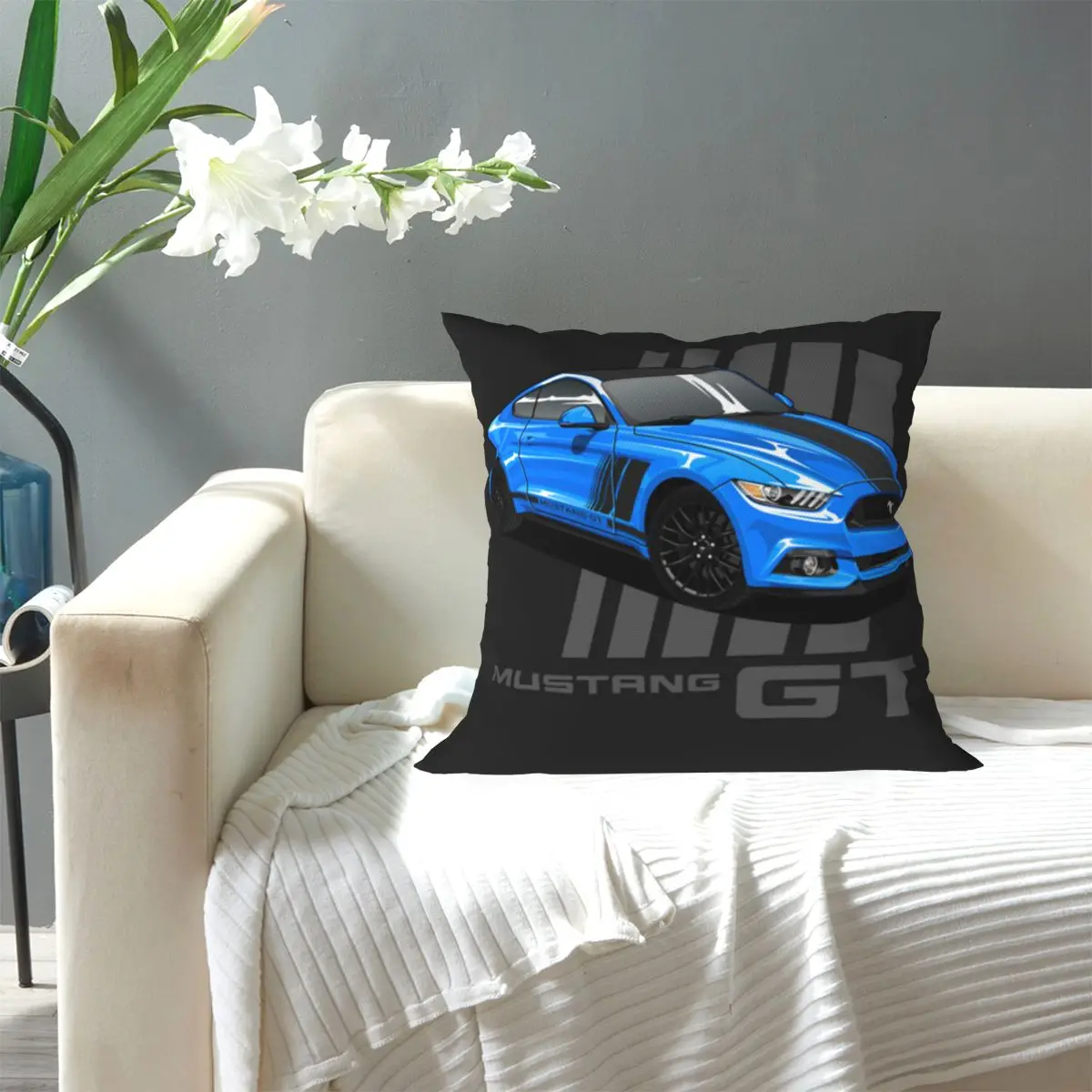 Mustang Gt Square Pillowcase Pillow Cover Cushion Zip Decorative Comfort Throw Pillow for Home Bedroom