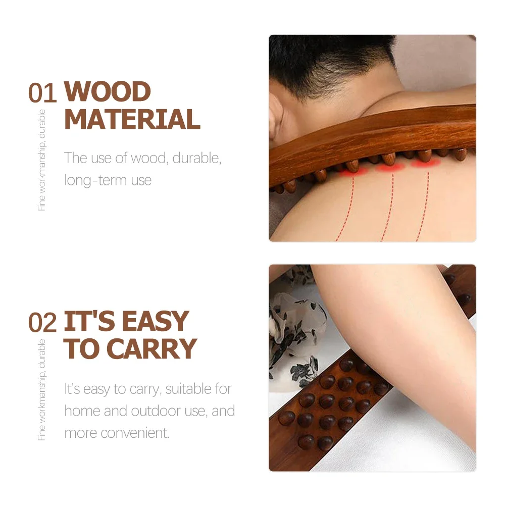 Guasha Wood Stick Tools Wooden Therapy Scraping Lymphatic Drainage Massager, 34 Beads Point Treatment Gua Sha Tools for Back Leg