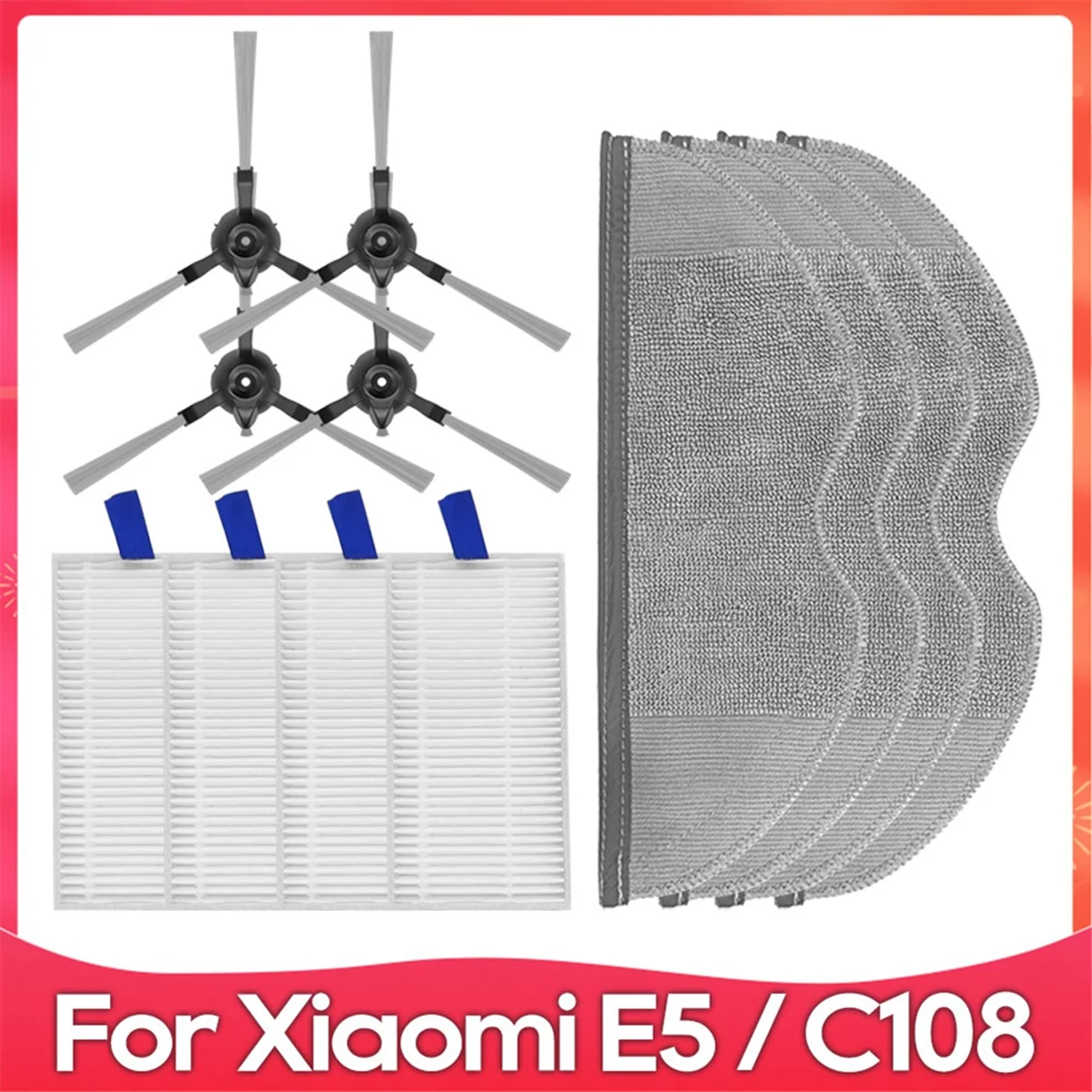 

Розничная торговля! Для робота-пылесоса Xiaomi E5/C108/CDZC108/BHR7969EU, боковая щетка, швабра, фильтр, запасные части для робота-пылесоса