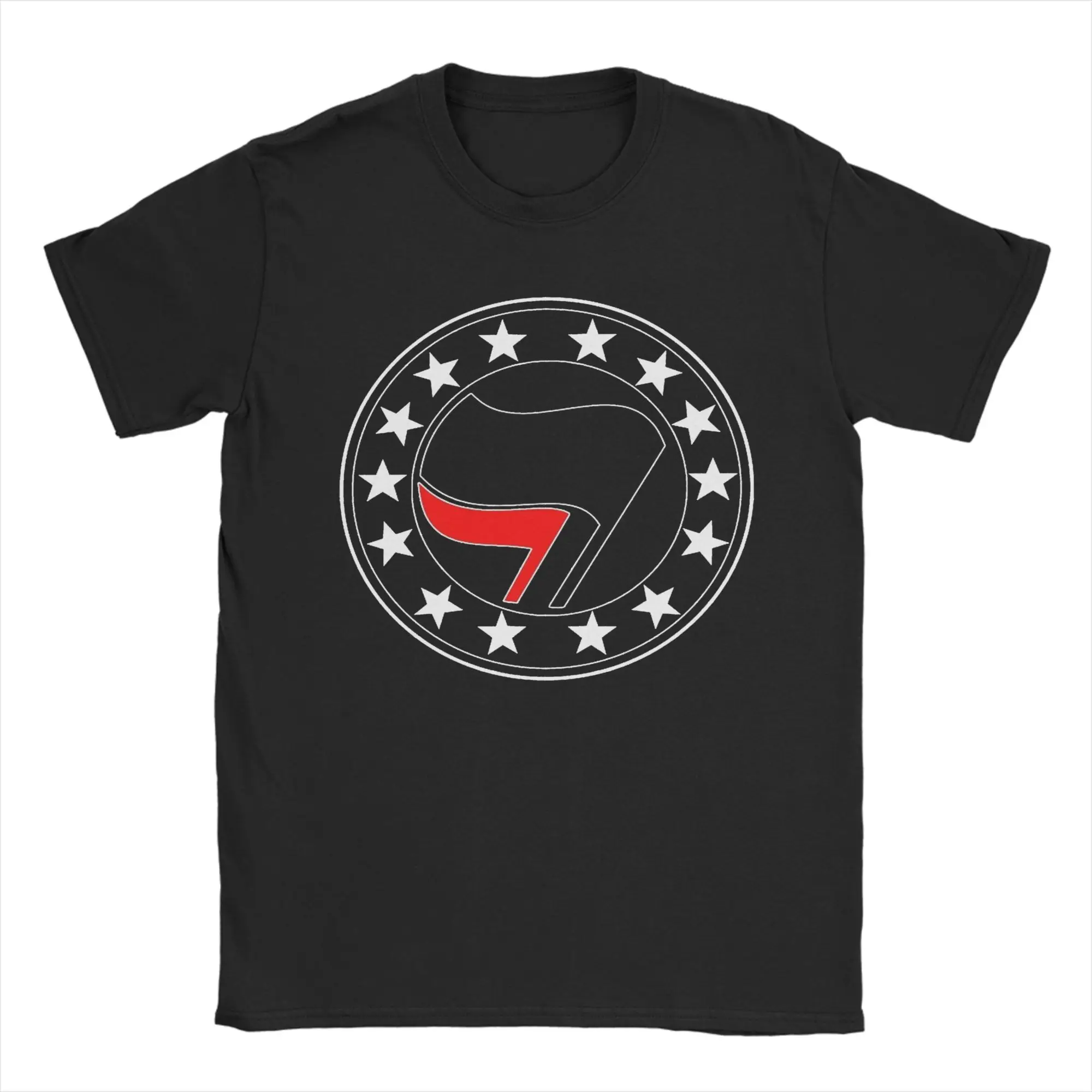 Ullzang Antifascista     Antifa Stars Camisetas Ropa de manga corta con cuello redondo para hombre Ropa de verano de algodón