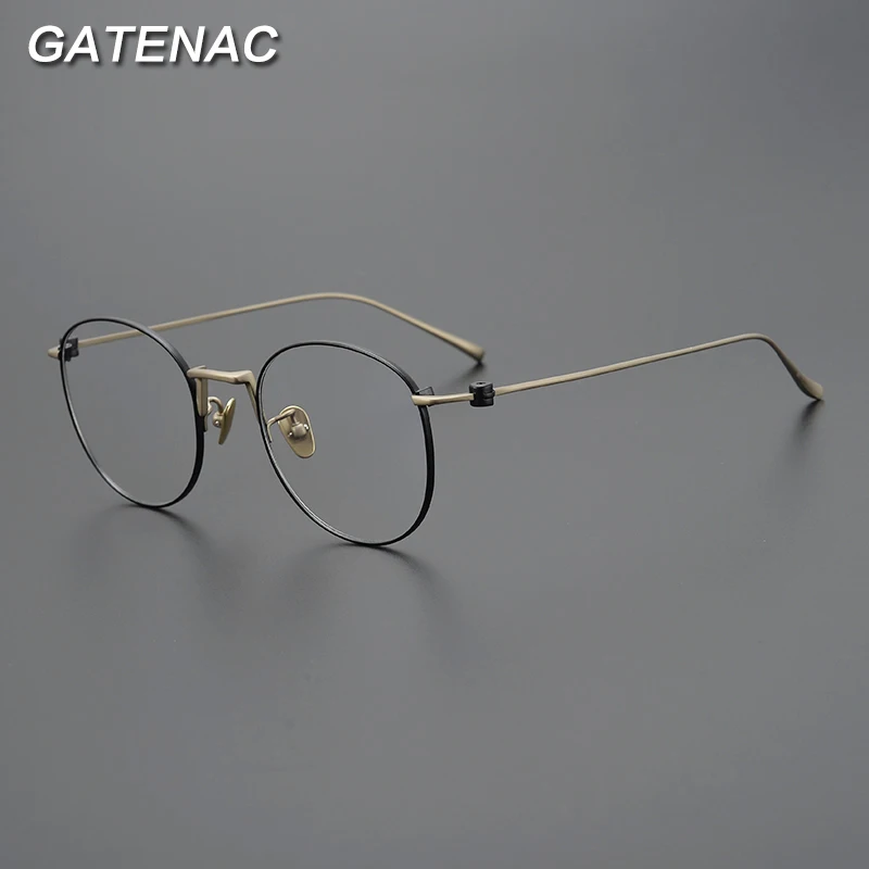 Vintage Pure Titanium Eyeglasses Frame Men Round 2022 New Myopia Prescription Optical Glasses Women Korea Luxury Brand Eyewear