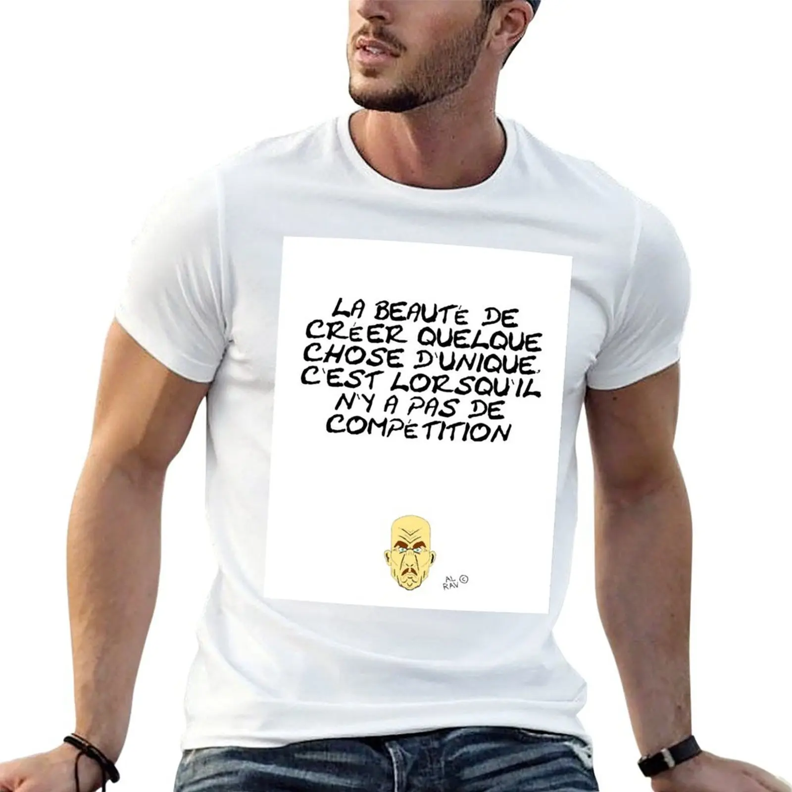 Mr. Frustrated Mustached: inspiring quote 48A (French) T-Shirt cotton t shirt pack cotton t shirts high quality T-Shirt