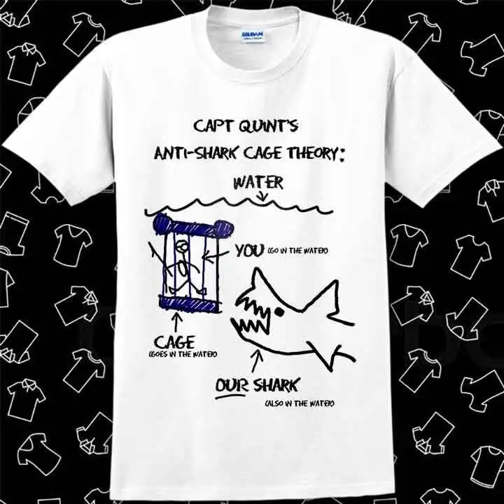 Jaws Paws Capt Quints Anti Shark Cage Theory Water T Shirt Meme Gamer Best Seller Top R914