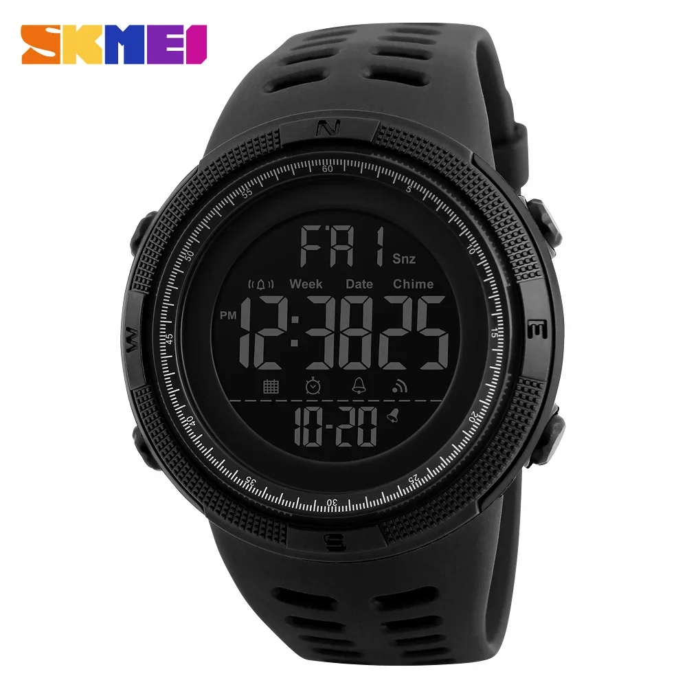 Reloj Digital SKMEI 1251 para hombre, relojes de pulsera electrónicos deportivos resistentes al agua con cuenta atrás para hombre, reloj militar con fecha 1560 para hombre