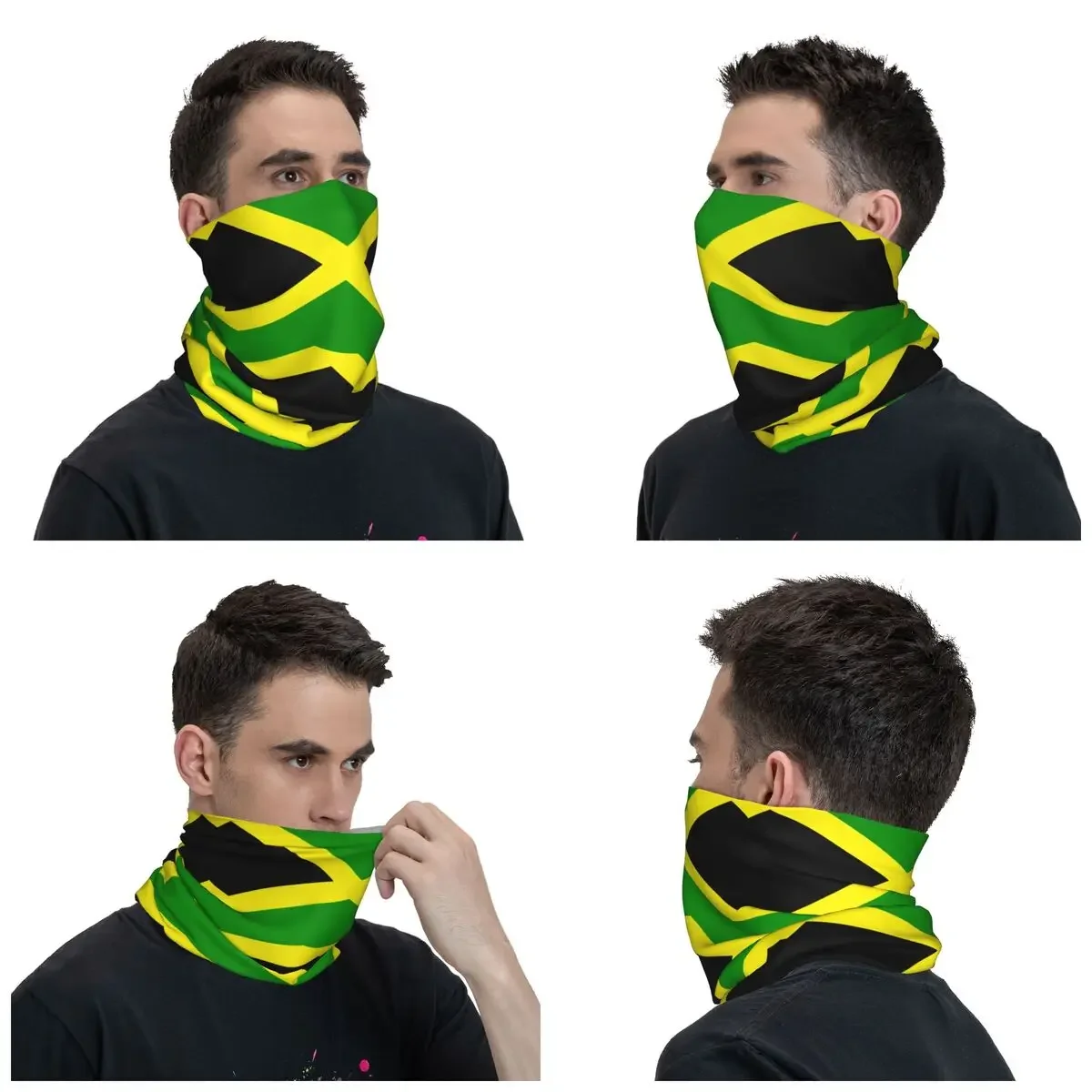 Jamaican Flag Bandana Neck Gaiter Printed Balaclavas Mask Scarf Multifunctional Headband Riding for Men Women Adult Windproof