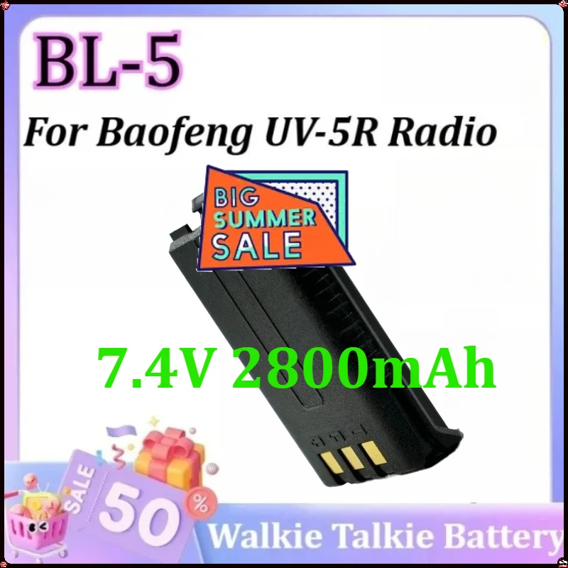 

BL-5 UV-5R Rechargeable Li-on Battery with Type-c 7.4V 2800mAh for Baofeng UV-5R Radio Accessories UV 5R Walkie Talkie Batteries