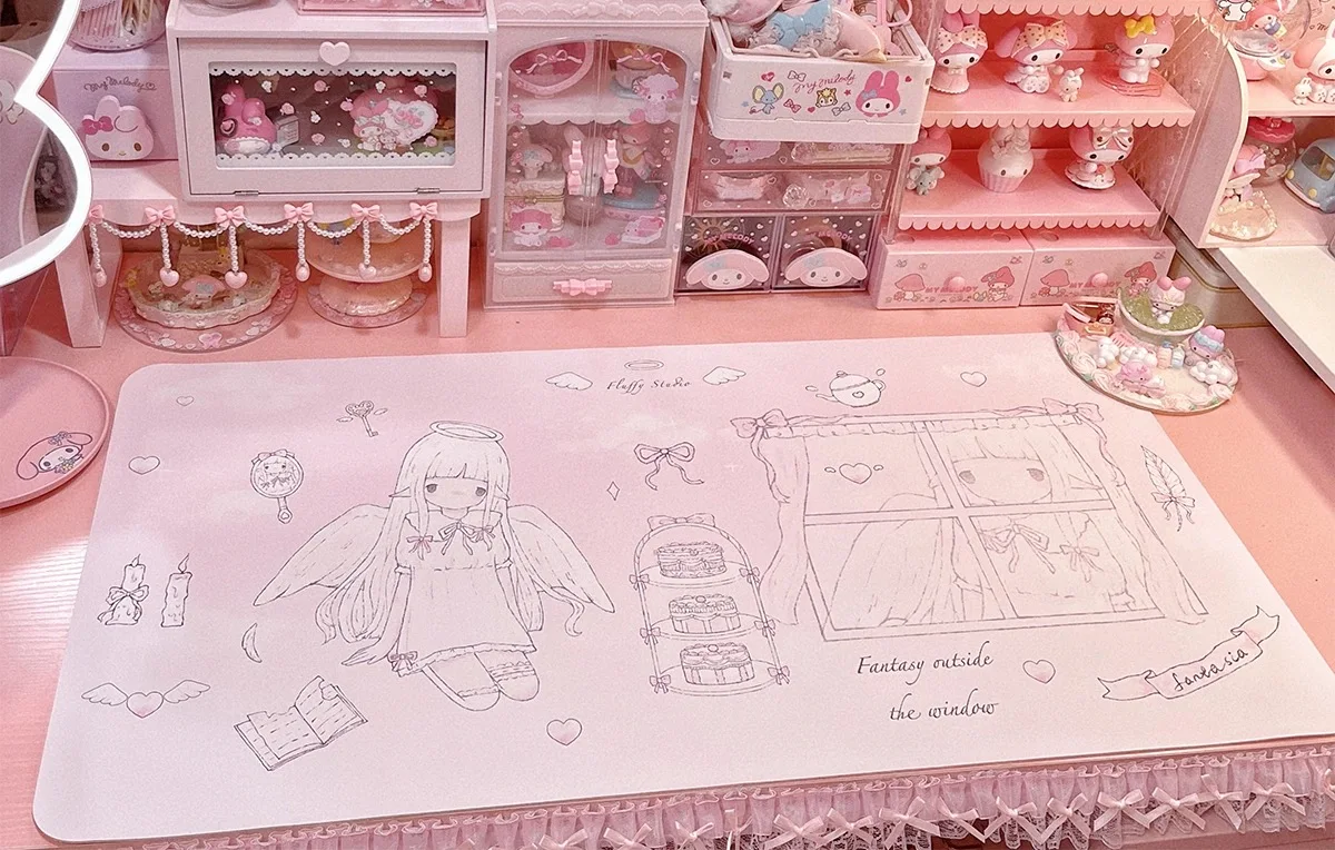 Janela original anjo subcultura oversized engrossado couro à prova dwaterproof água mouse pad tapete de mesa