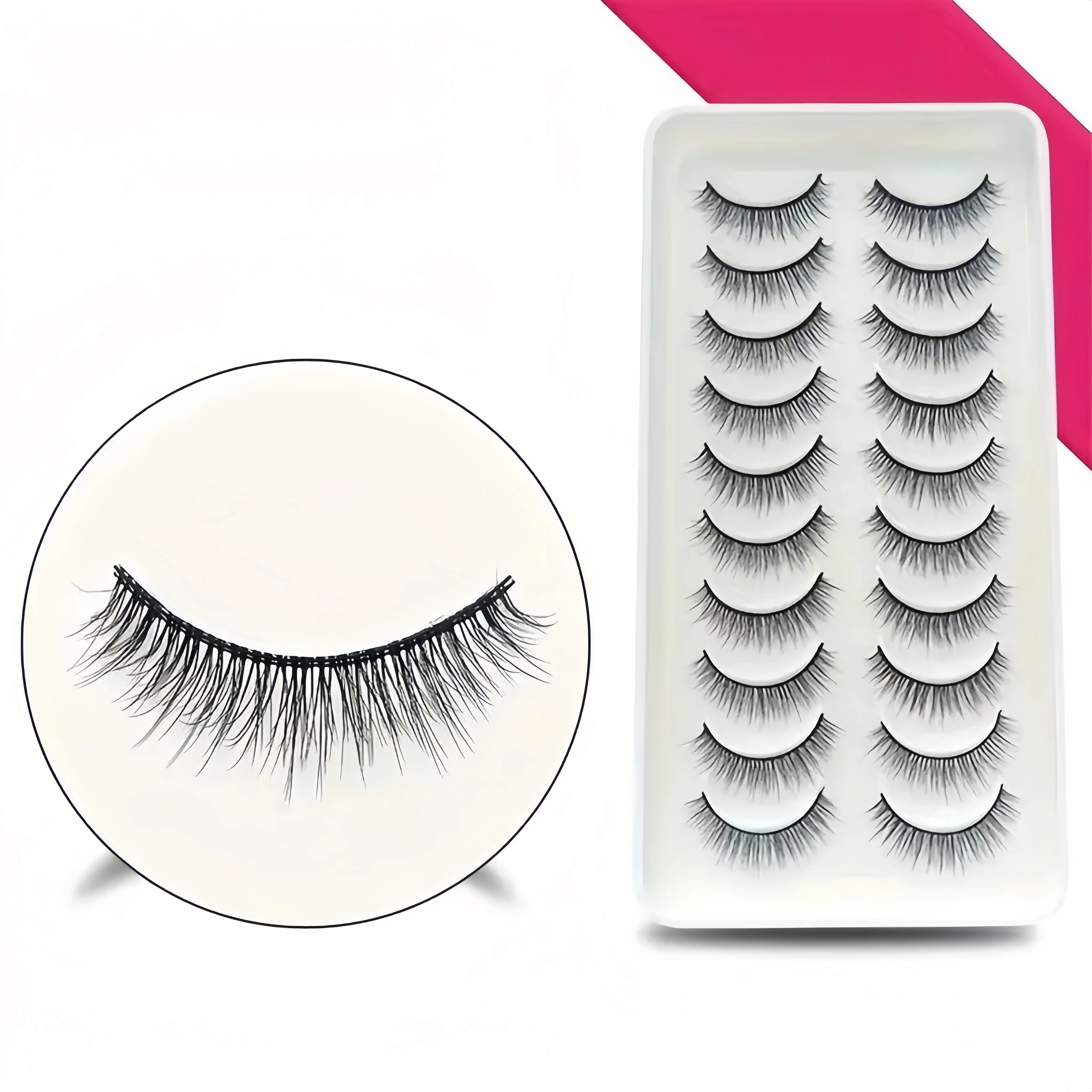 つけまつげ10組、自然に厚くカールしたコミックまつげ、パーティーに最適