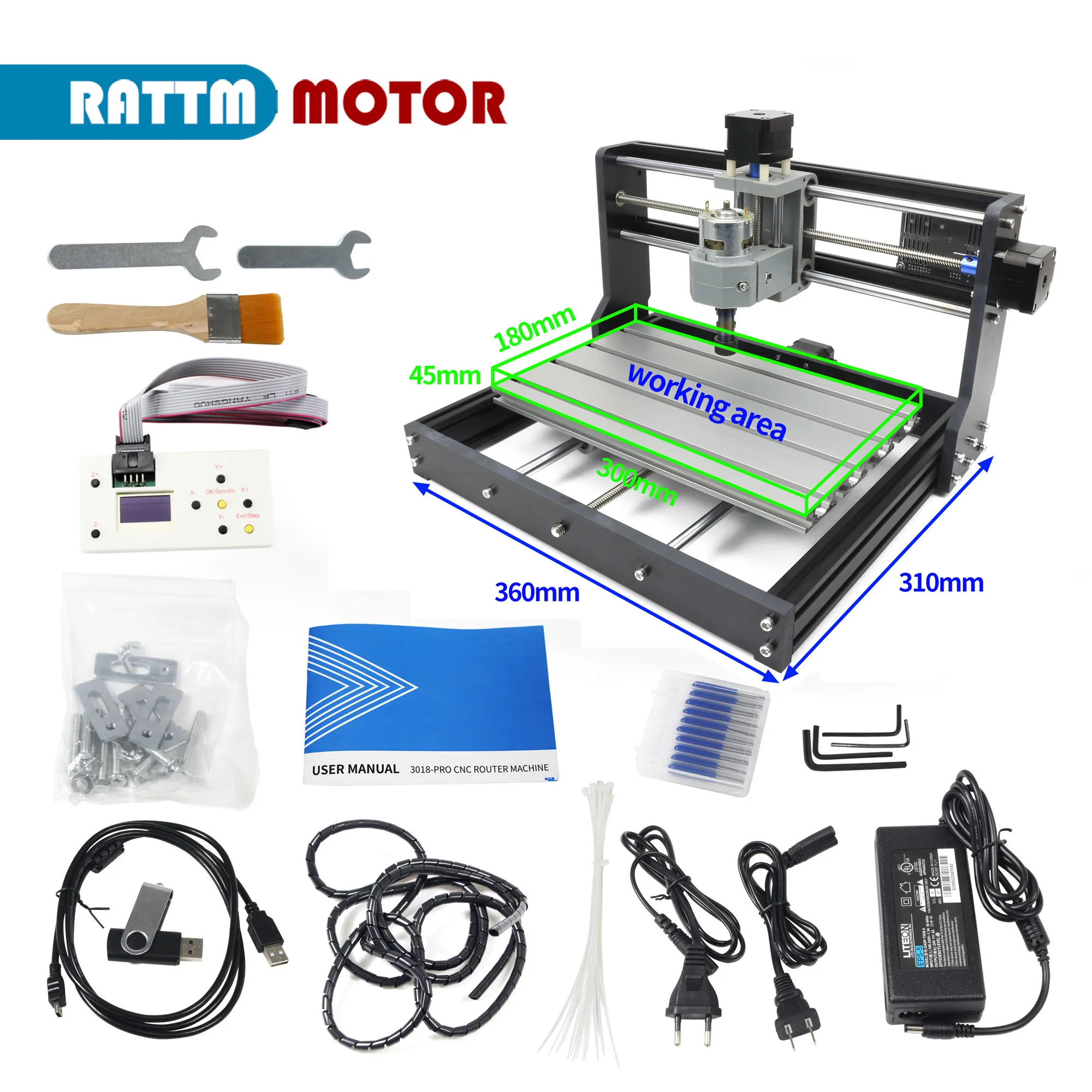 【EU/US Free】CNC 3018 Pro Laser Engraver Wood Router GRBL ER11 DIY Mini Engraving Machine for PCB PVC with Offline Controller