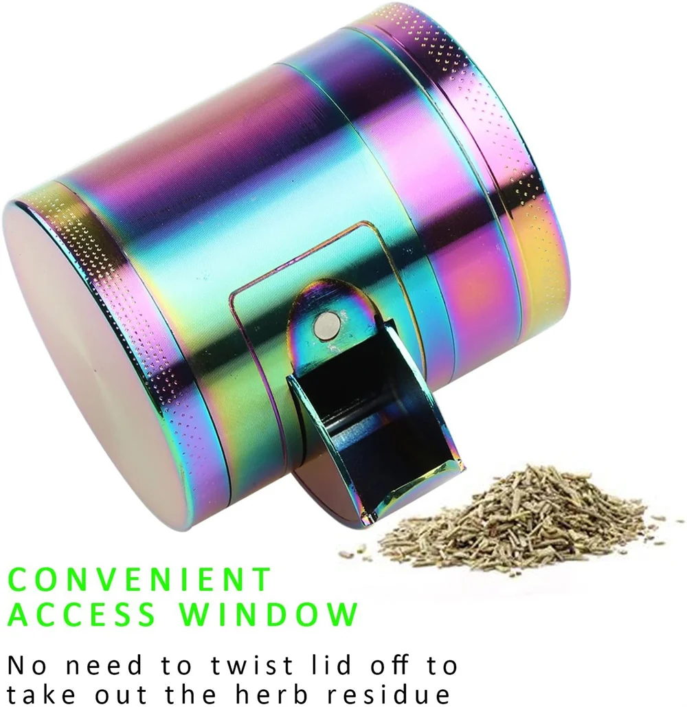 Rainbow Tobacco Grinder 2.2 Inches  Zinc Alloy with Window