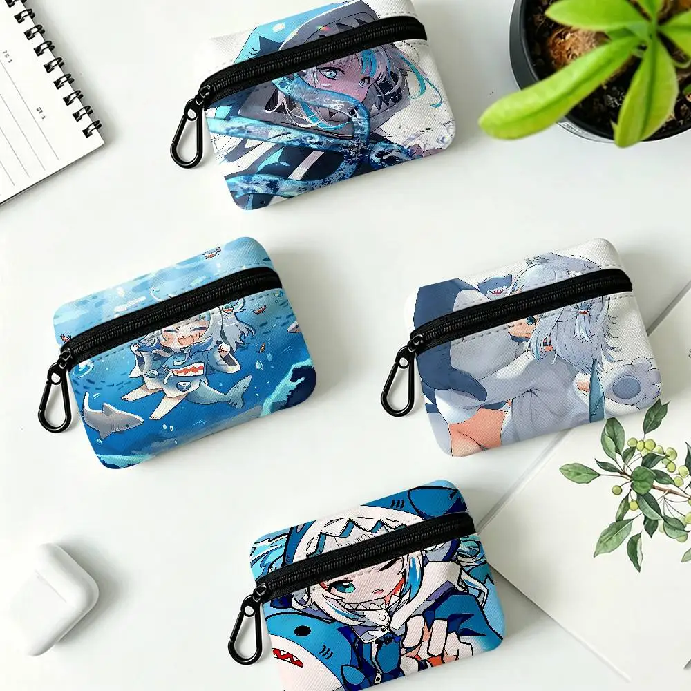 virtual singer G-Gawr G-Gura Anti-fade Oxford Cloth Small Zipper Coin Bag Lightweight Hanging Wallet For Coins ID Cards