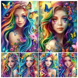 Acrylic Painting by Numbers Kit DIY Beautiful Elf Girl Artwork Canvas Art Hand Painting Home Personality Gift Decoration