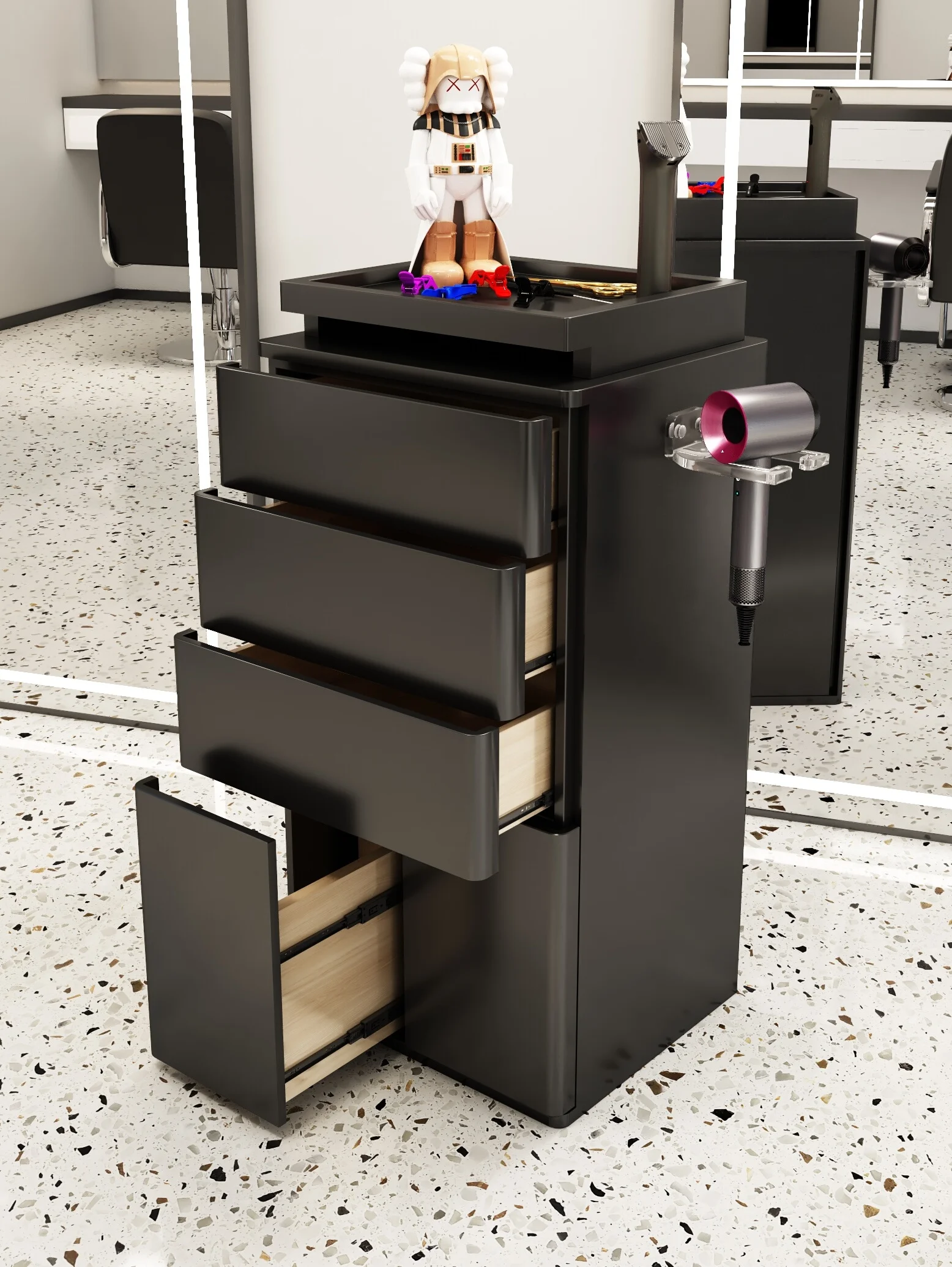 New Trendy Hairdresser Tool Cabinet for Barber Shop, Hair Salon Cabinet Without Installation, Multi-functional Fashion Hair