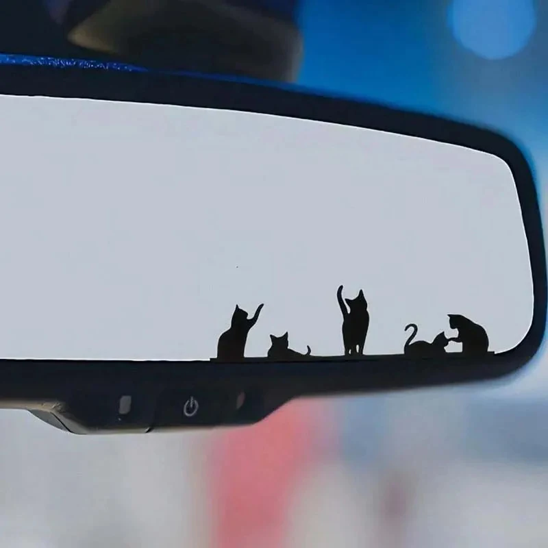 Cute and naughty kitten car stickers, rearview mirror stickers, all-in-one multi-function, suitable as a gift for girls