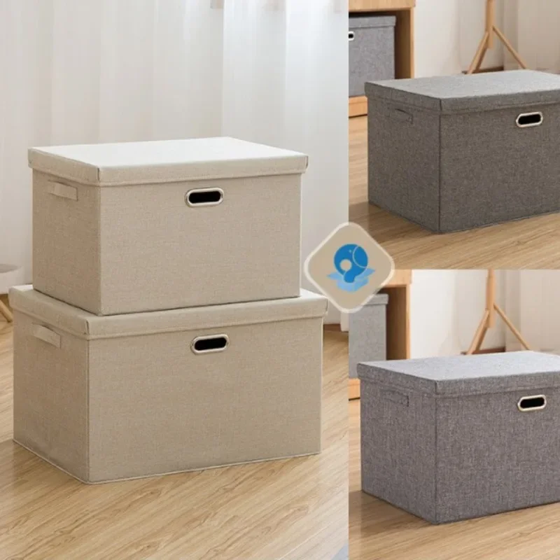 Foldable Cover Wardrobe Storage Box Fabric Cotton and Linen Home Bedroom Clothes Desktop Sundries Storage Box