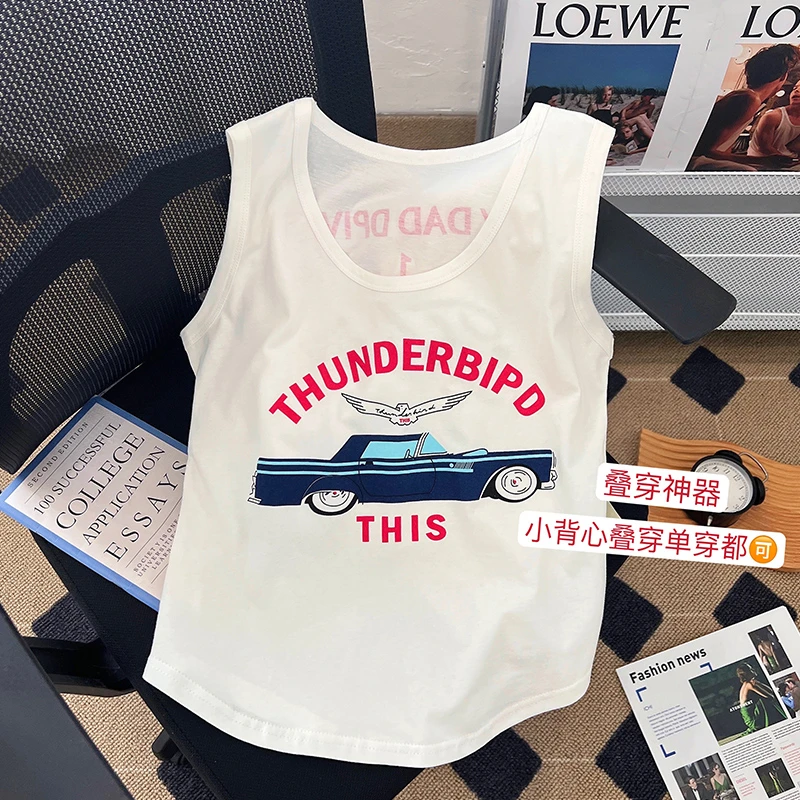 

White camisole undershirt female summer outside wear 2024 new Hong Kong style chic sexy bottoming inner sleeveless t-shirt tops