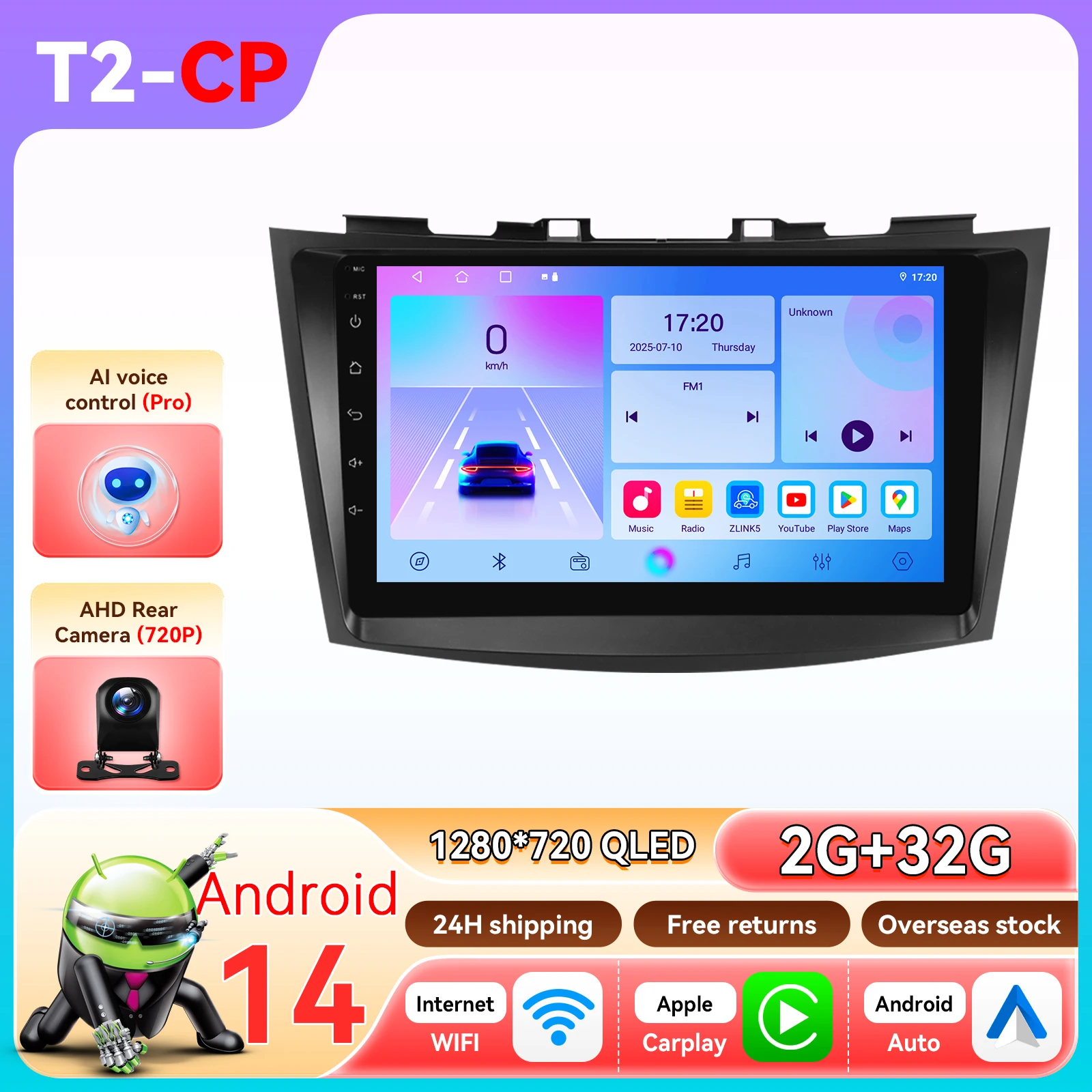 Hizpo 8Core 2Din AI Android 14 Autoradio Voor Suzuki Swift 4 2011-2015 Auto Multimedia GPS 4G Carplay door Qualcomm Snapdragon6115