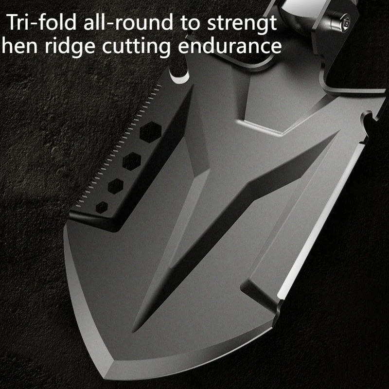 Foldable Engineer Shovel Multifunctional Outdoor Hoe Anti Slip Thicken Handle Camping Hoe Portable Wilderness Survival Equipment