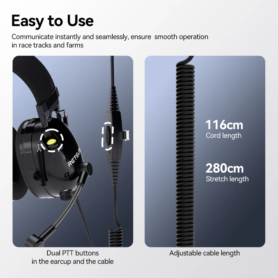 Retevis EHK015 EHK016 ANC Fones de ouvido 2Pin com cancelamento de ruído ativo Walkie Talkie Acessórios de rádio para Retevis H777 RT3S