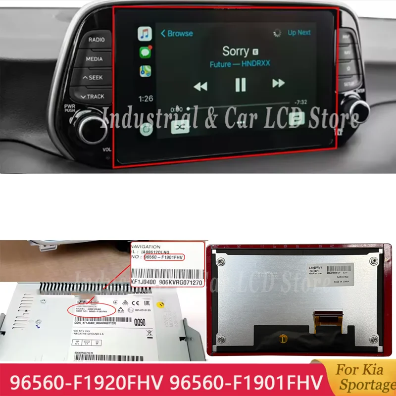8'' inch LCD Display Touch Screen For K ia Sportage IV 4 SAT Navigation IA88612QLNG 96560-F1920FHV 96560-F1910FHV LCD Repair
