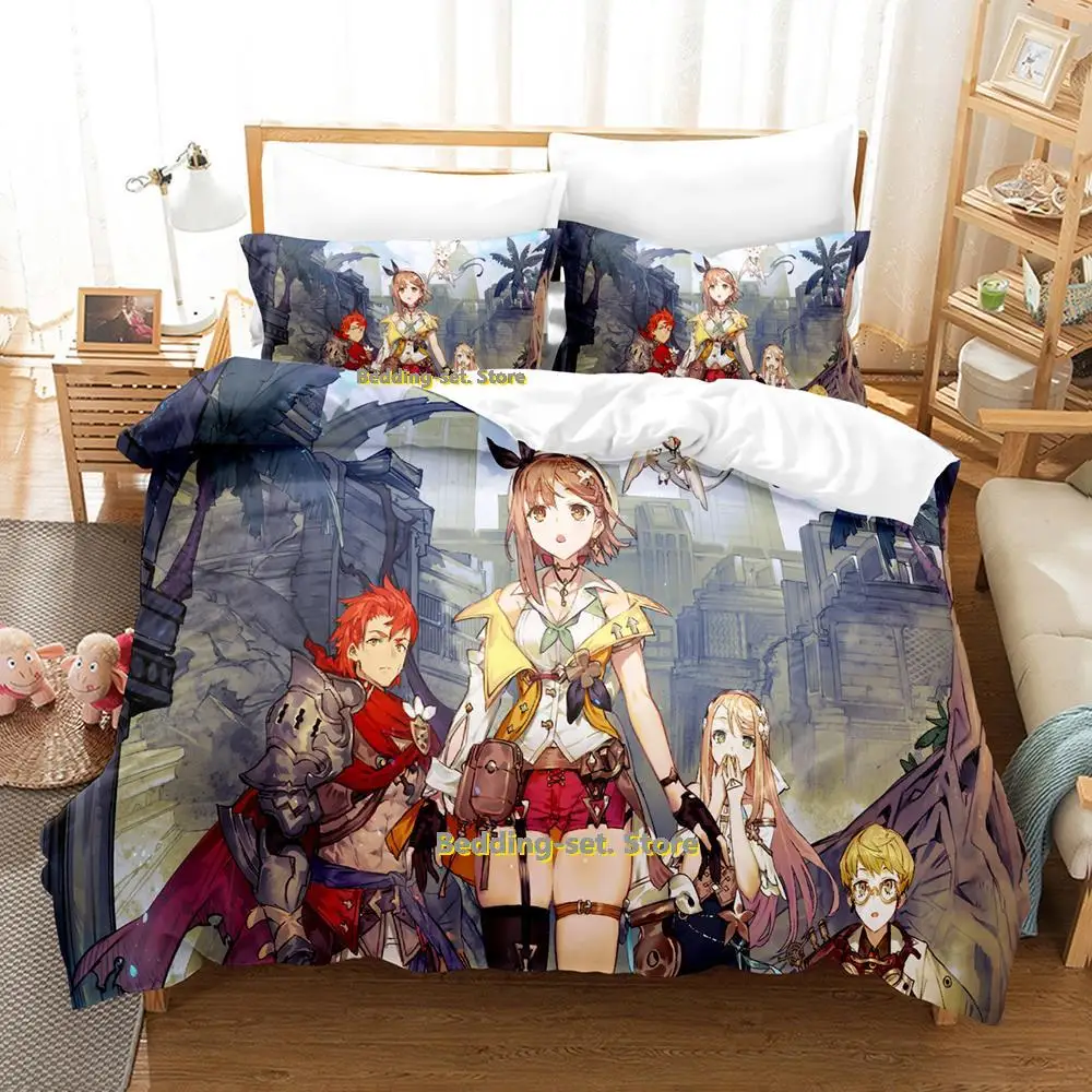 

New Atelier Ryza Bedding Set Single Twin Full Queen King Size Bed Set Adult Kid Bedroom Duvetcover Sets Anime parure de lit Bed