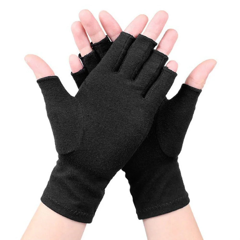 Warm Pressure Gloves Half-finger Mitten with Touch Screen Non-slip Silicone Mittens Compression Hand Gloves for Osteoarthritis