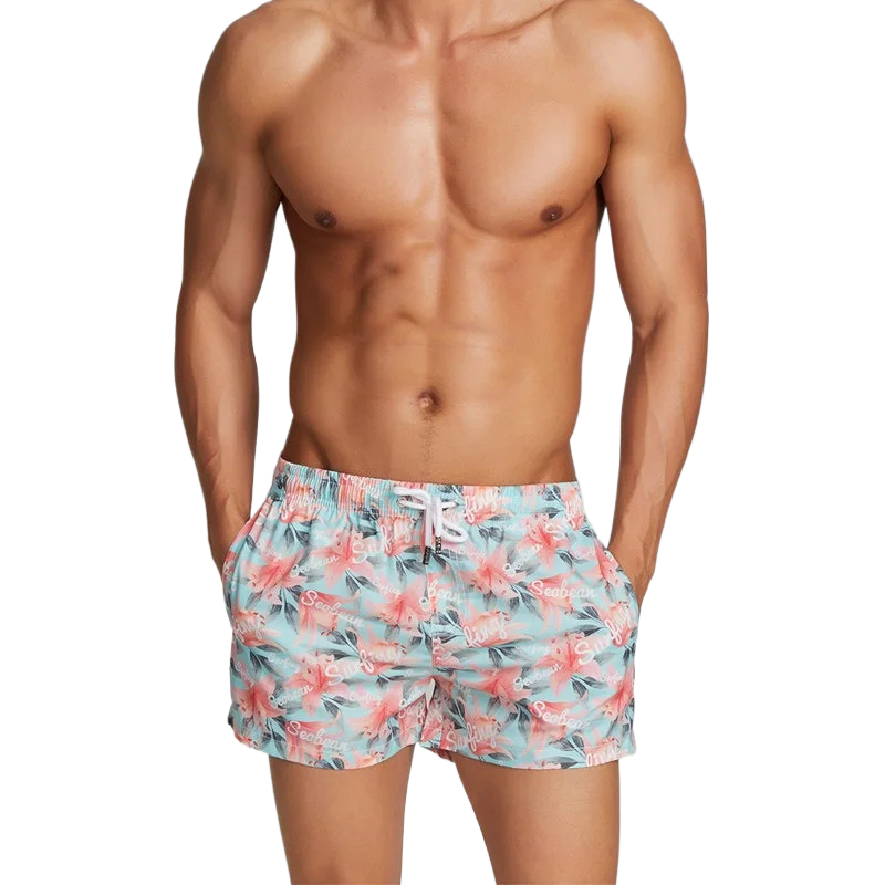 

Мужские гавайские плавки Seobean с 3D цветочным принтом, быстросохнущие пляжные шорты для активного отдыха и спорта, плавательные шорты