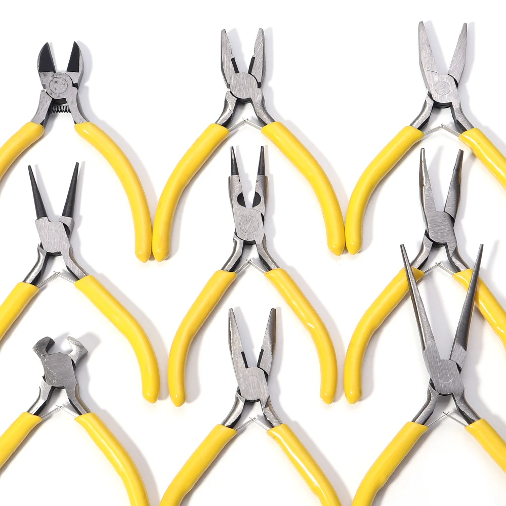 Yellow Color Stainless Steel Mini Pliers Tools Set Cutting Wire Plier Kits For Handcraft Beading DIY Jewelry Making Accessories