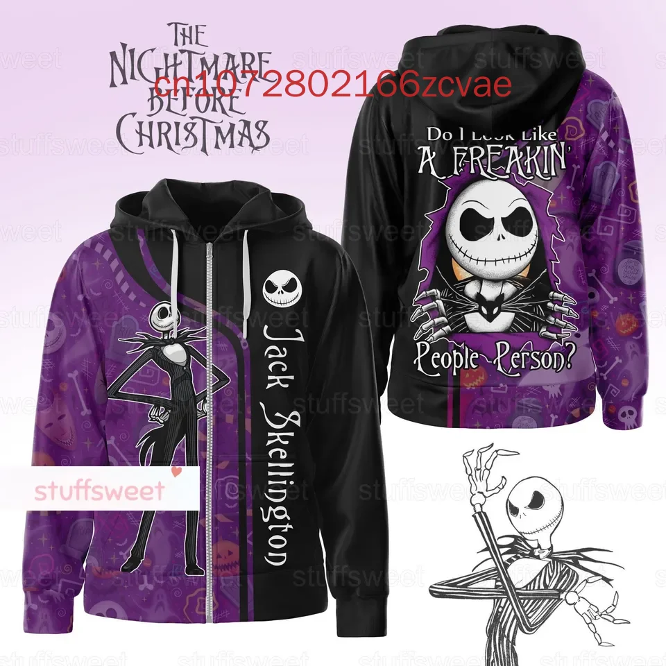 New Christmas Jack Skellington Zip Hoodie  Nightmare Before Christmas Men And Women Hoodie