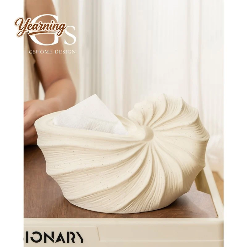 

Декоративная керамическая коробка для салфеток в форме раковины, органайзер для спальни, прикроватной тумбочки, гостиной, рабочего стола