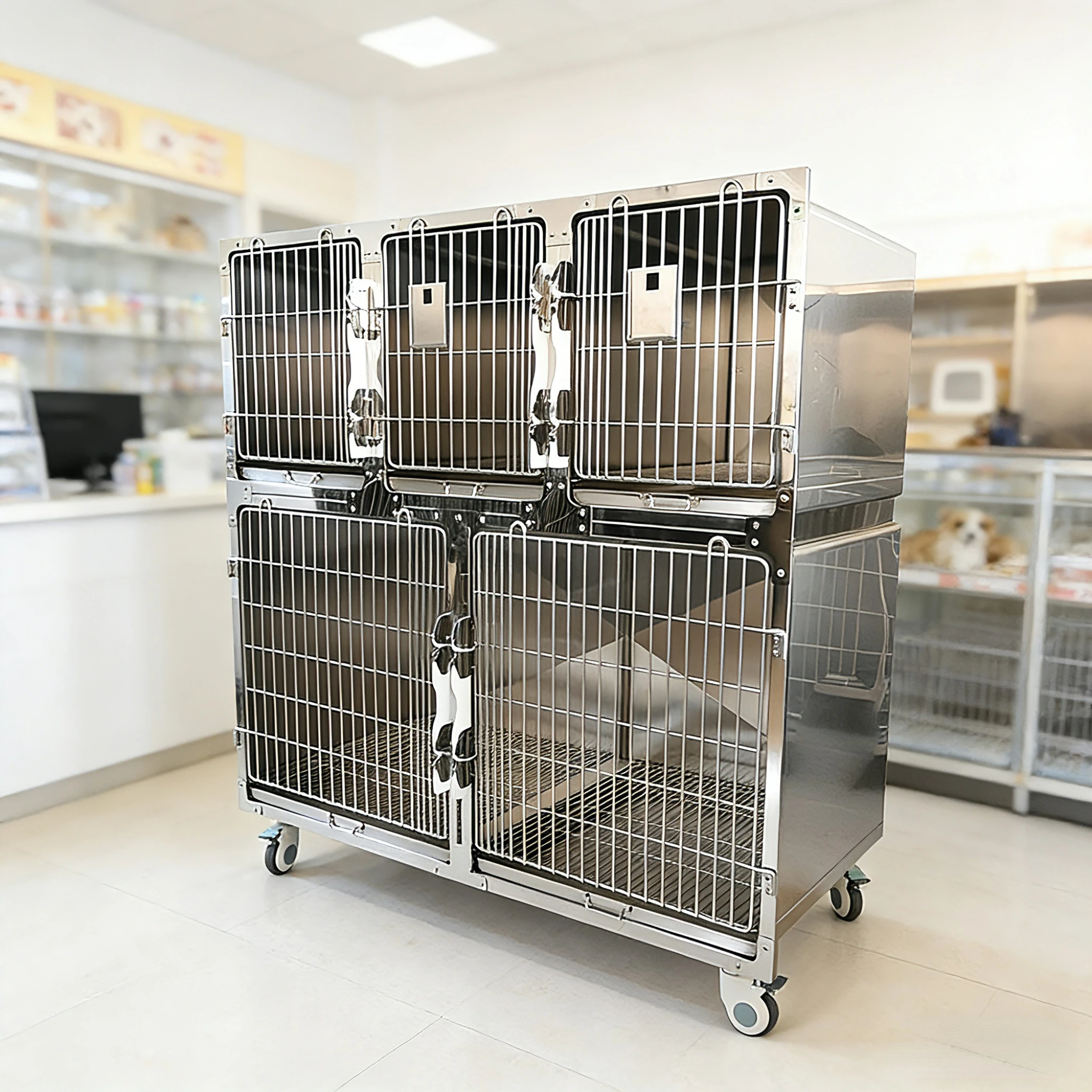 Five Large Dog Cages Hospital Inpatient Cages304 Stainless Steel Foster Cages For Pet Clinics Breeding Cages For Pet Hospitals