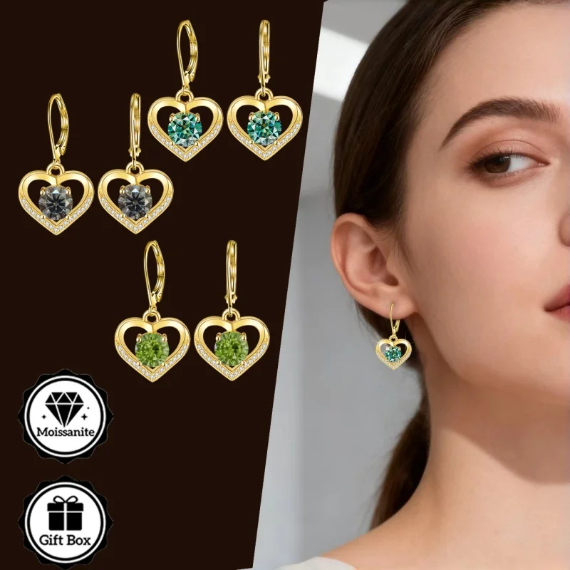 

LAMVOICE jewelry for women/earrings with 2 carat moissanite Hypoallergenic hook earring christmas gift for high quality jewelry