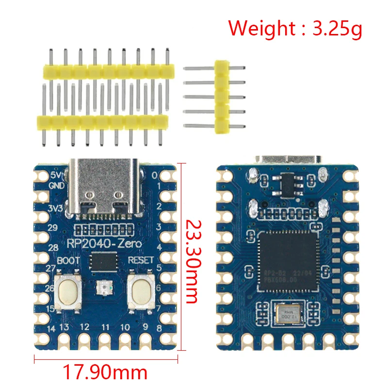 RP2040-Zero RP2040 dla mikrokontrolera Raspberry Pi moduł płytki rozwojowej PICO dwurdzeniowy procesor Cortex M0 + 2MB Flash