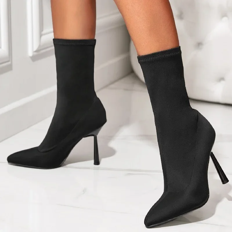Eilyken New Fashion sottile tacchi alti stivaletti donna scarpe a punta primavera autunno Botines corte Para Mujeres
