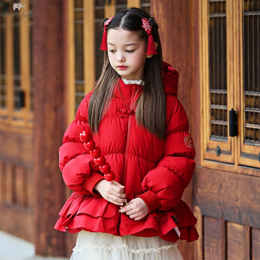 Dave Bella Children Girls Padding Down Jacket Winter Thicken Warm Hooded Down Coat Overcoat Outerwear Clothes DK4254578