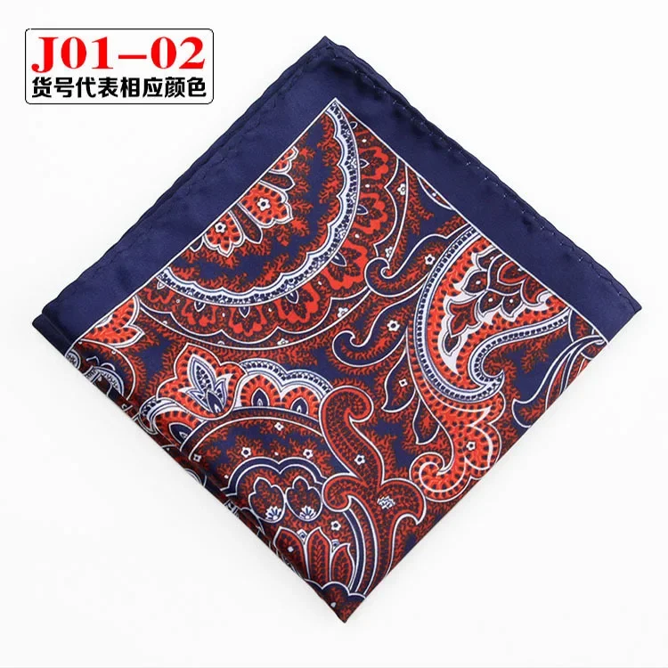 Men Silk Pocket Square Print Real Satin Small Square Scarf Gentleman Business Suit Shirt Chest Scarf Handkerchief 24*24cm