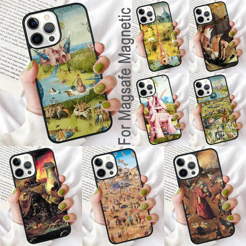 Hieronymus Bosch Art Magnetic Soft Phone Case for iPhone 16 Promax 15 Pro 13 14 Plus 11 12 Mini MagSafe Coque