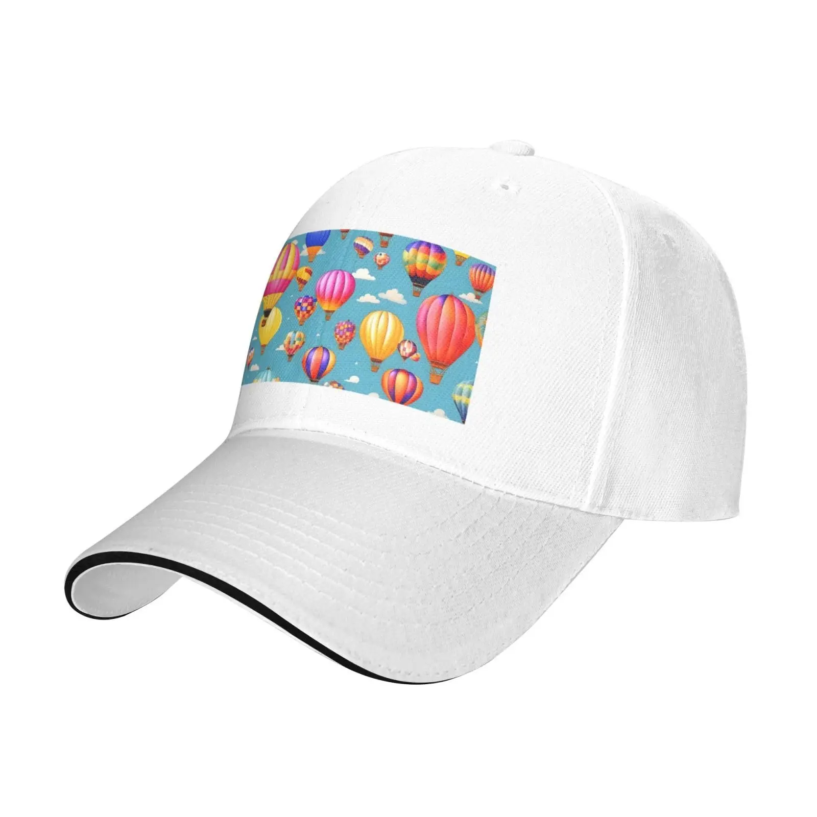 Balões coloridos de ar quente imprimir Sandwich Baseball Cap, Boné exterior ajustável clássico, tampão de sol respirável, moda