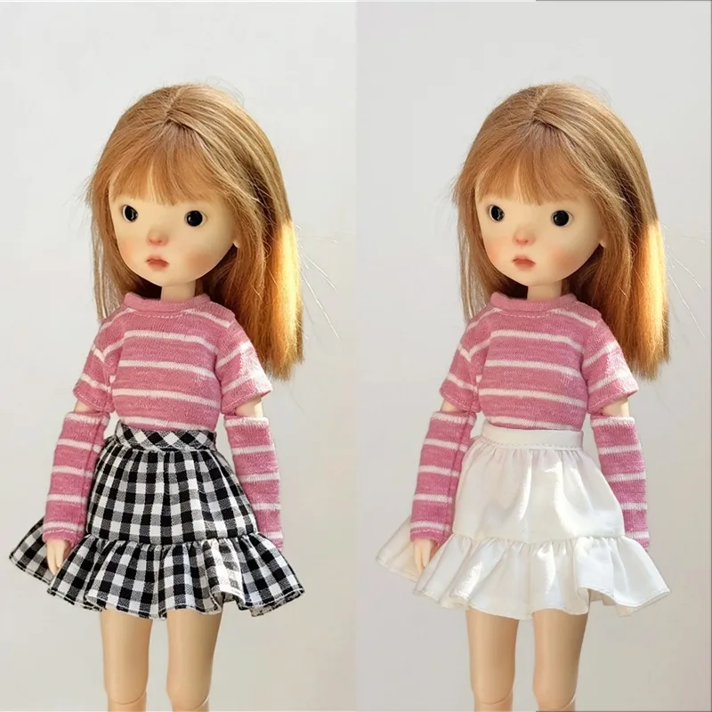 Ropa para muñeca Blythe, vestido plisado, falda Jk, conjunto de ropa, suéter de cuello alto, conjunto de pantalones vaqueros OB24 OB22 1/6, pierna larga HelloKitty