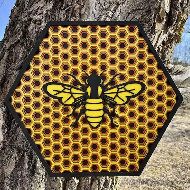 

Wooden Honey Comb Decor Multi-Layered Honey Comb Crafts Honey Bee Sign Garden Sign Decor Honey Bee For Her/Him Bee Festival