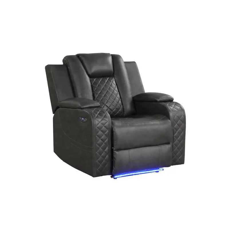 Gray Faux Leather LED Power Recliner Chair G150109060 NJ Inventory
