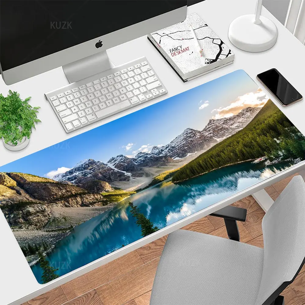 Mouse Pad Gaming Xxl Large Mousepad Lake Blue Sky Beach Hd Print Mouse Mat Natural Rubber Soft Anti Slip Laptop Pad Keyboard Pad