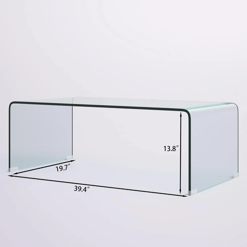 프리미엄 강화 유리 커피 테이블, 투명 커피 테이블, 거실용 소형 모던 커피 테이블, 러그와 잘 어울림