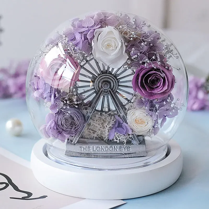 Christmas Gift Eternal Flower Ferris Wheel Glass Cover Finished Gift Box Light