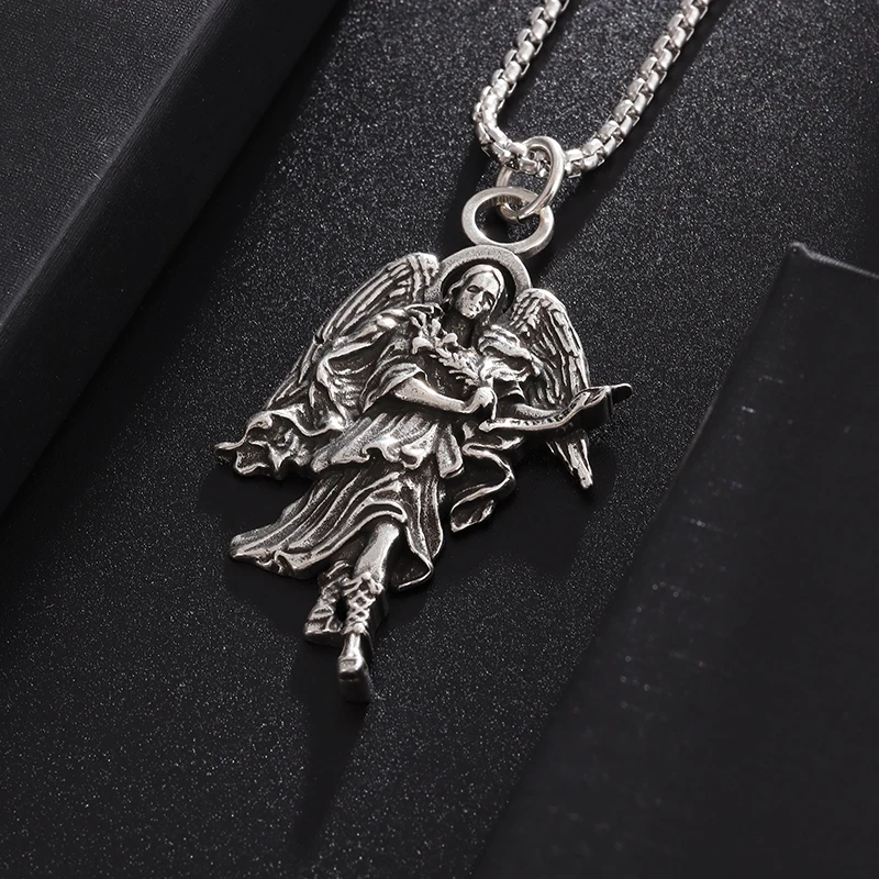 Classic Vintage Lucifer Fallen Angel Wings Pendant Necklace Mens Women Patronus Punk Goth Style Statement Jewelry Gift